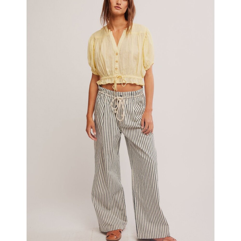 🎉LAST CHANCE🎉 FREE PEOPLE Little Cloud Shirt / Banana Cream - Picture 5 of 6